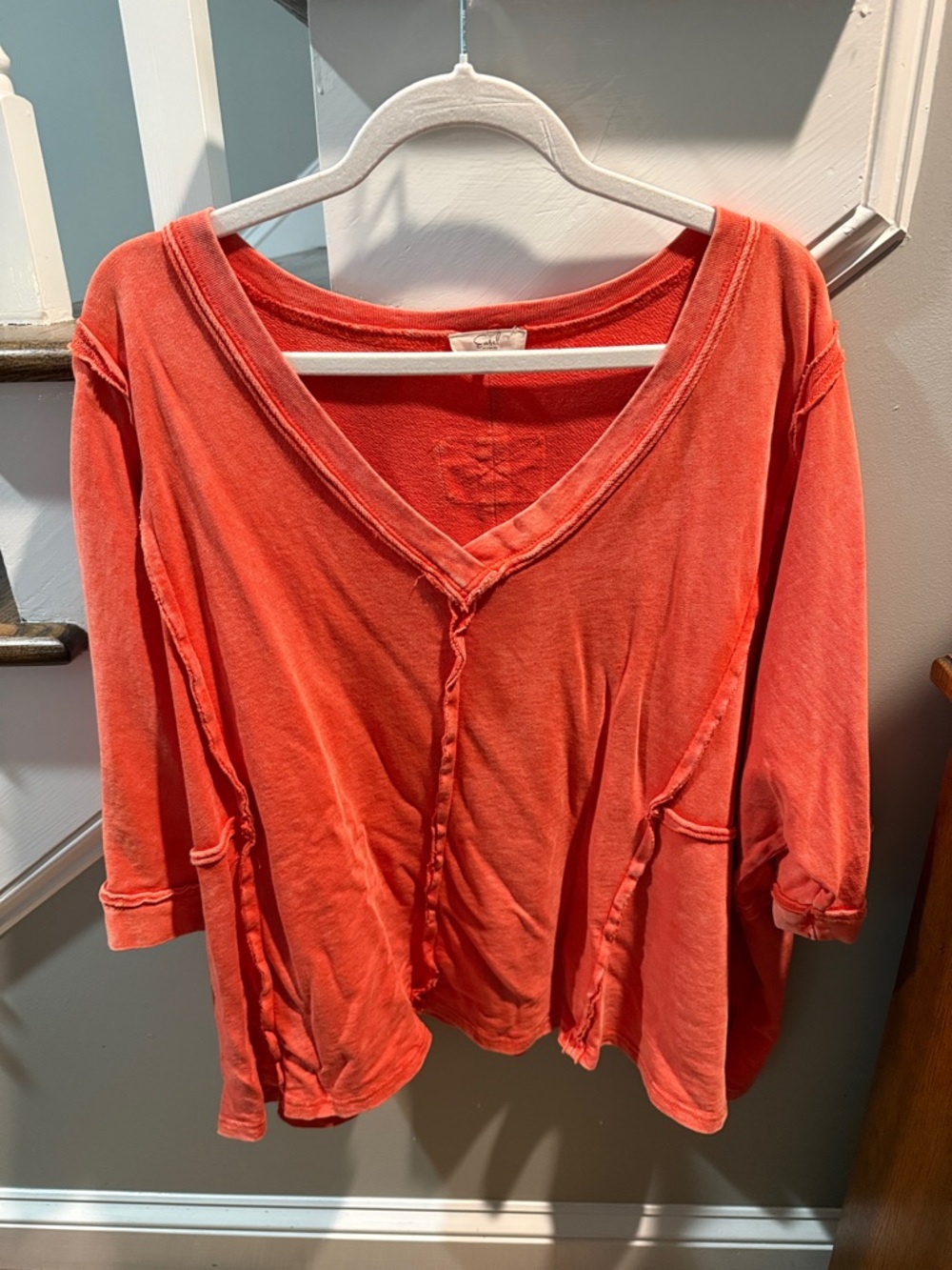easel Washed Coral V-Neck Tunic